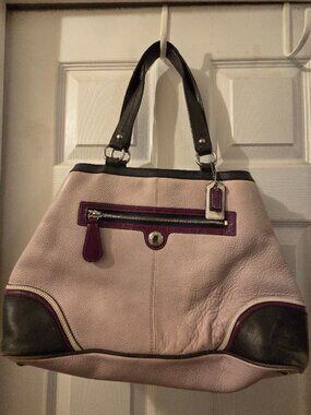 COACH LAURA SPECTATOR TOTE PINK PEBBLED LEATHER F15145